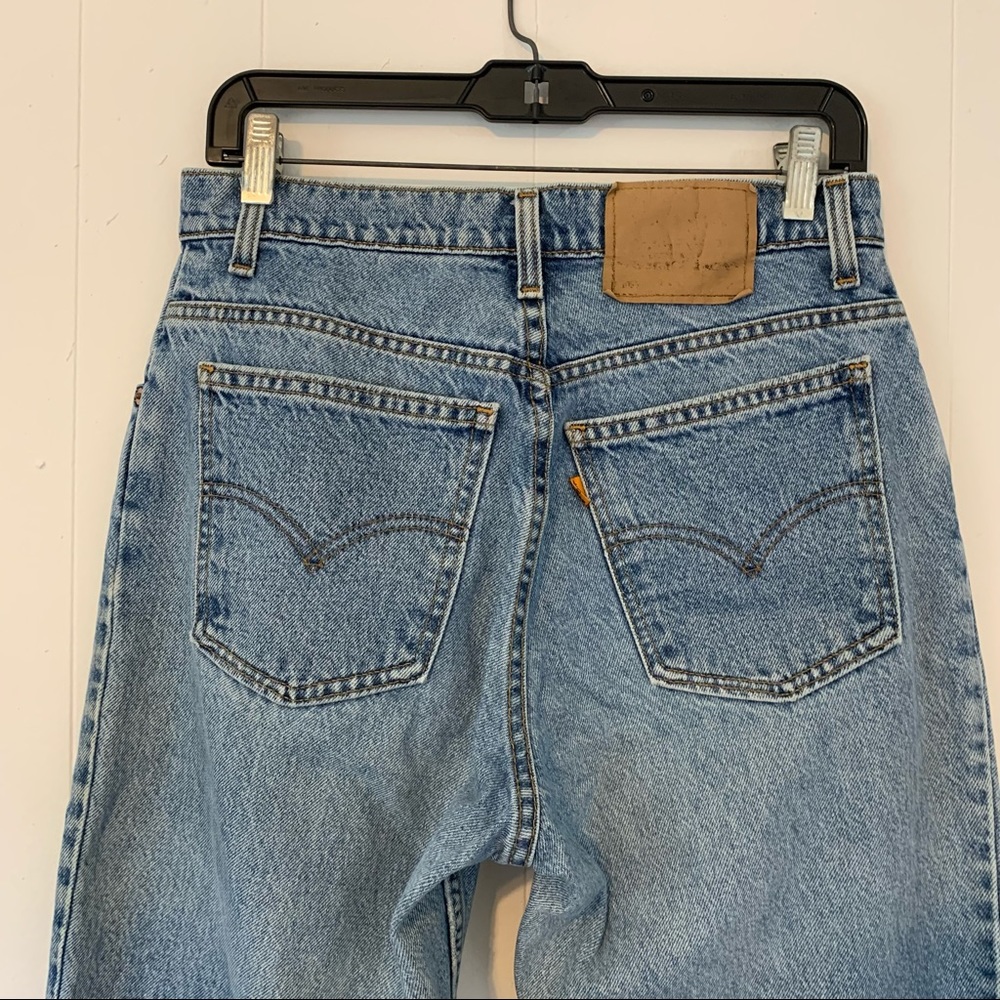Vtg 90s Levi’s High Waist Mom Jeans tapered leg fit, orange tab USA 100% cotton